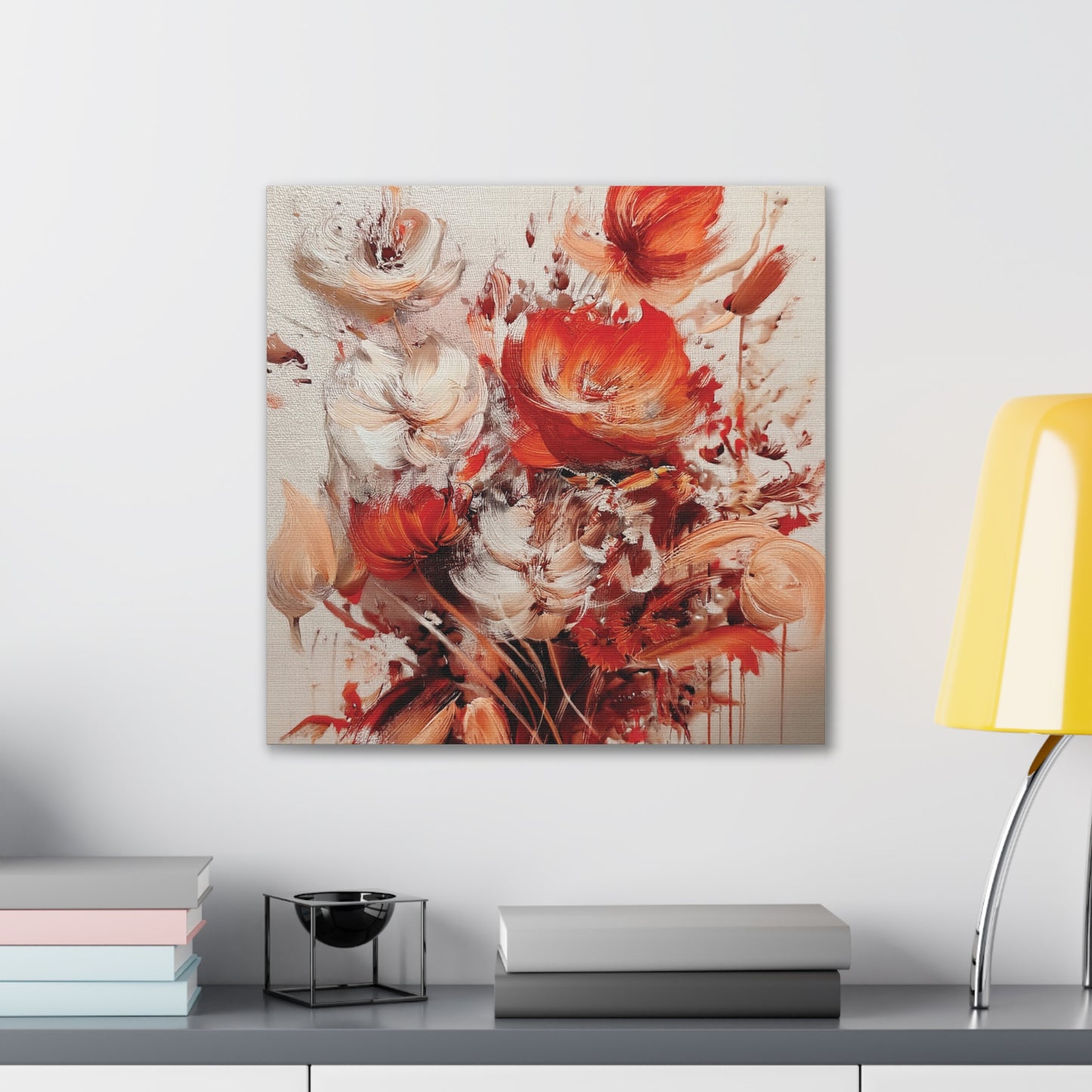 Floral Canvas Wall Art, Vibrant Flower Artwork, Home Decor, Living Room Decor, Gift for Her, Boho Chic Wall Hanging
