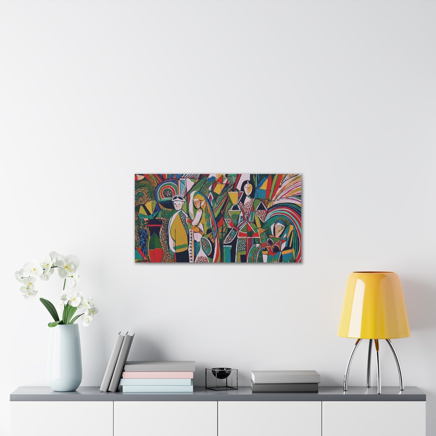 Canvas Print - Colorful Abstract Couple and Lady Standing Away