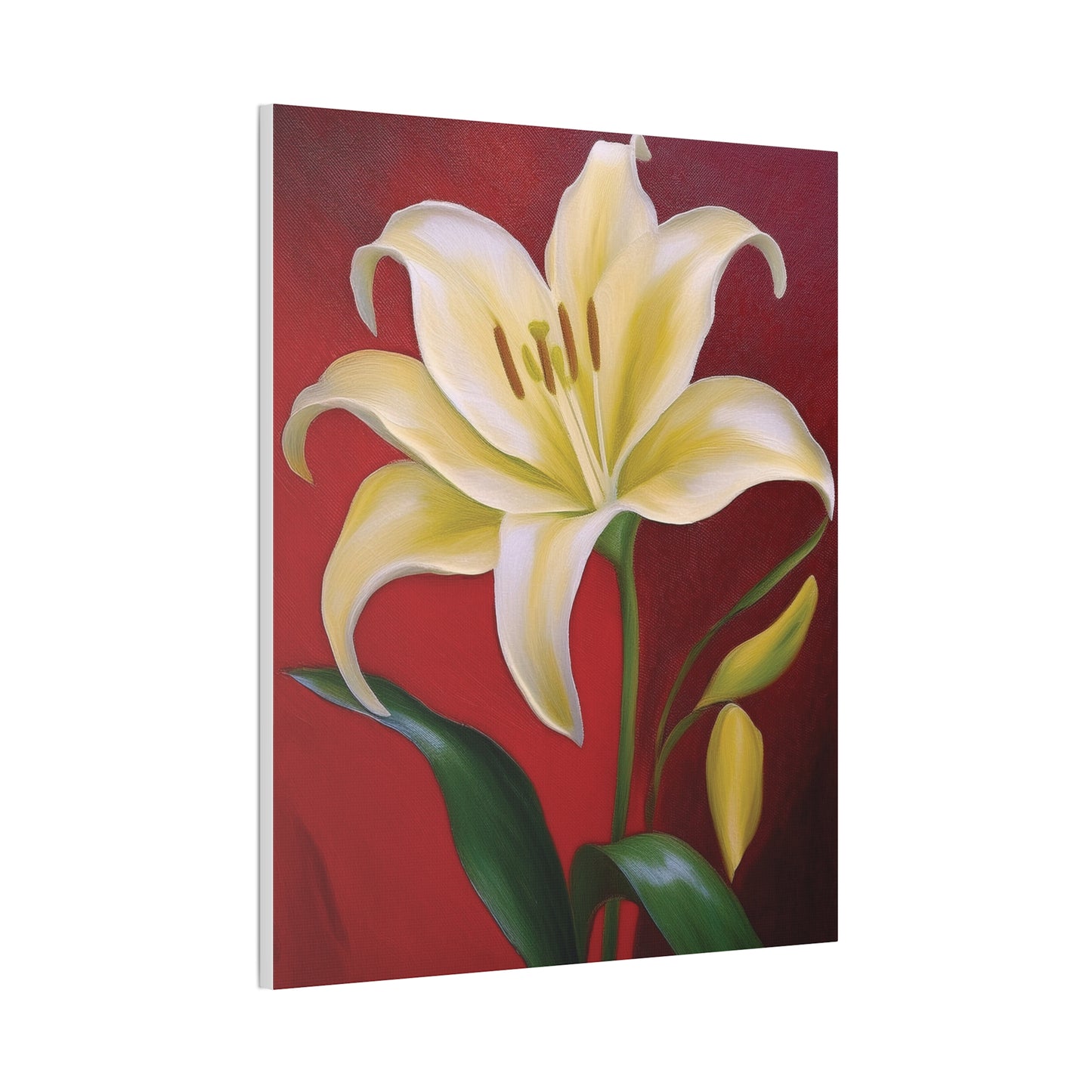 Floral Wall Art, Canvas Stretched, Elegant Home Decor, Gift for Flower Lovers, Art for Living Room, Bright Yellow Lily Painting