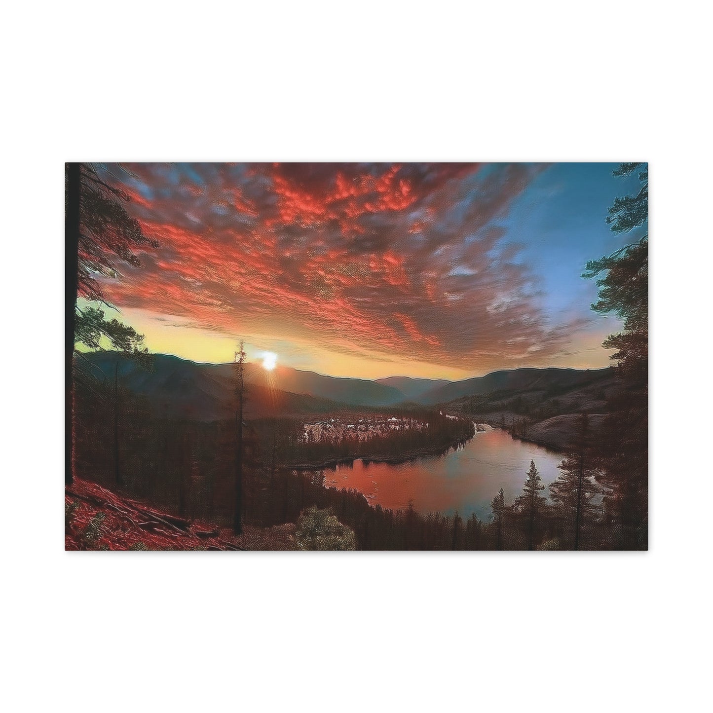 Scenic Canvas Wall Art, Colorful Landscape Print, Nature Decor, Home Wall Hanging, Sunset Photography