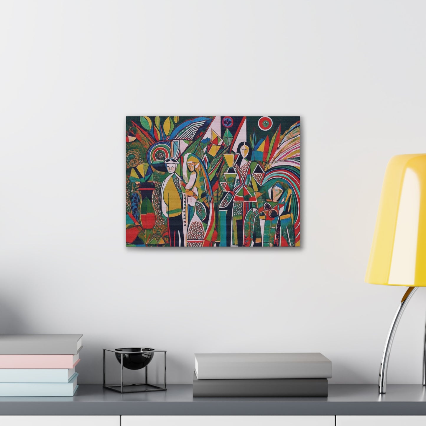 Canvas Print - Colorful Abstract Couple and Lady Standing Away