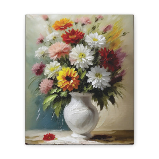 Floral Canvas Art Print, Colorful Flower Wall Decor, Home and Office Decoration, Gift for Flower Lovers or Art Collectors