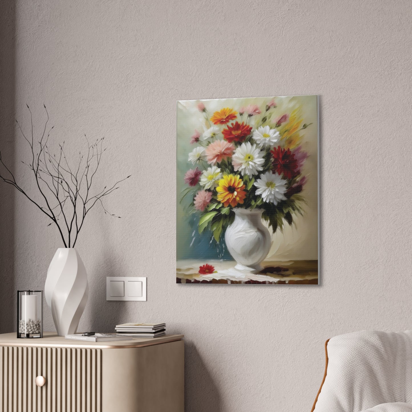 Floral Canvas Art Print, Colorful Flower Wall Decor, Home and Office Decoration, Gift for Flower Lovers or Art Collectors