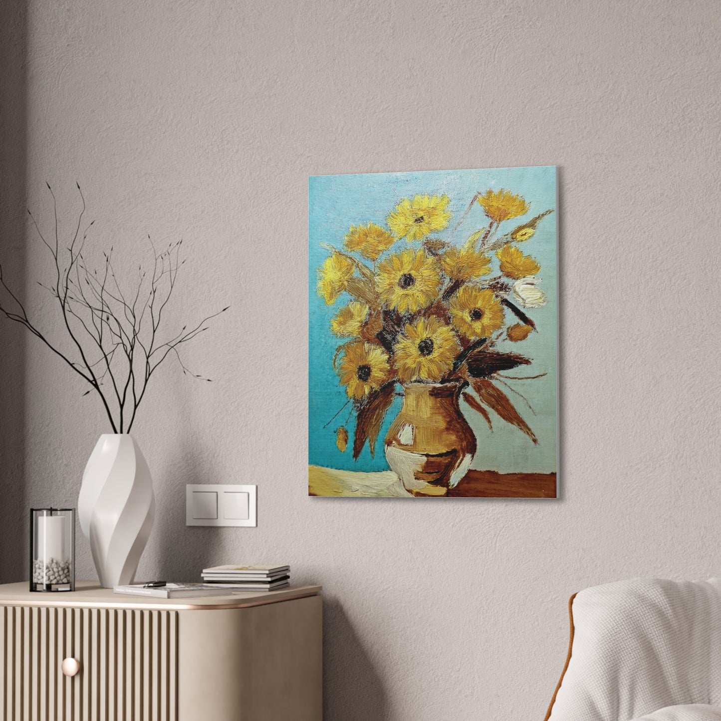 Sunflower Canvas Wall Art, Vibrant Flower Painting, Home Decor, Art for Living Room, Gift for Art Lovers, Floral Artwork