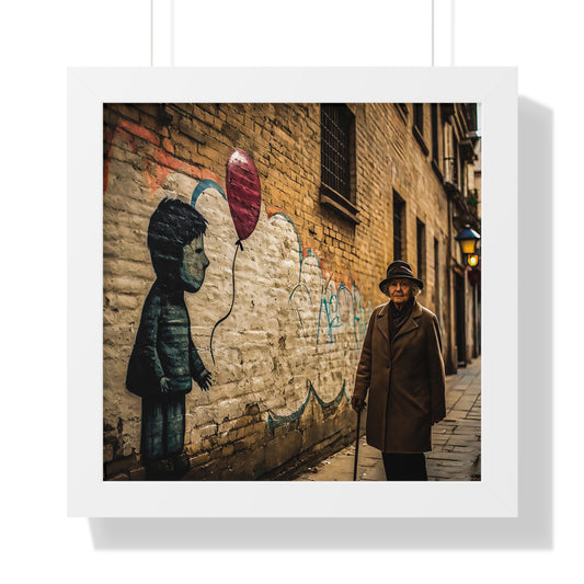 Vertical Poster - Old Lady and the City Retro  Print