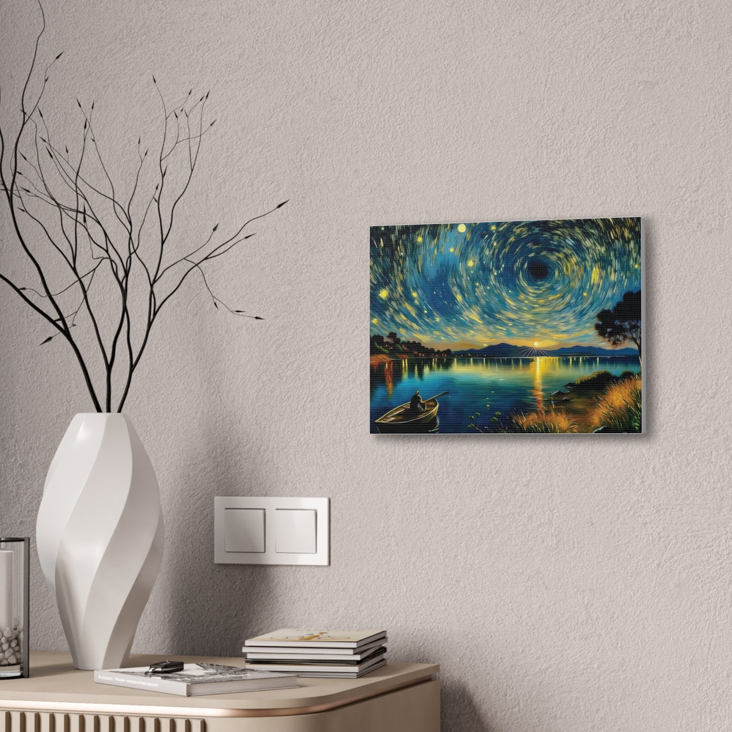 Starry Night Canvas Art - Stunning Wall Decor, Perfect Gift for Home, Office, Art Lovers, Night Sky, Space Enthusiasts