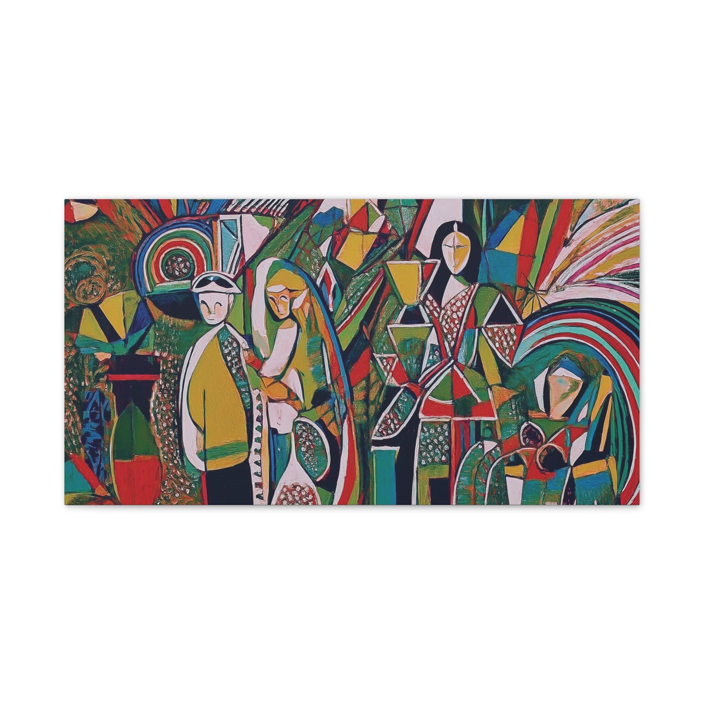 Canvas Print - Colorful Abstract Couple and Lady Standing Away