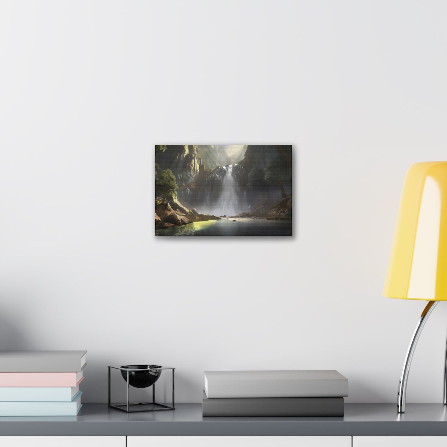 Serene Waterfall Canvas Print, Nature Wall Art, Home Décor, Gift for Nature Lovers, Living Room Artwork, Modern Landscape