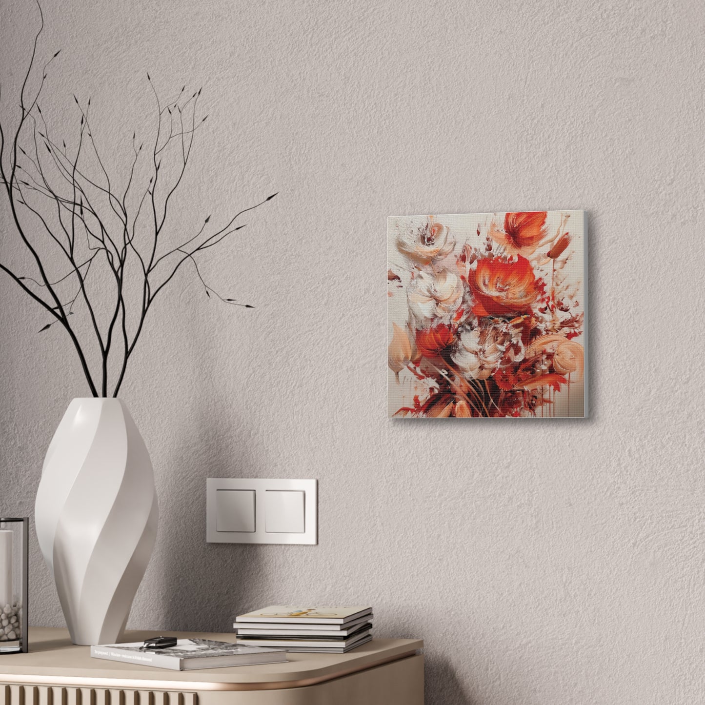 Floral Canvas Wall Art, Vibrant Flower Artwork, Home Decor, Living Room Decor, Gift for Her, Boho Chic Wall Hanging