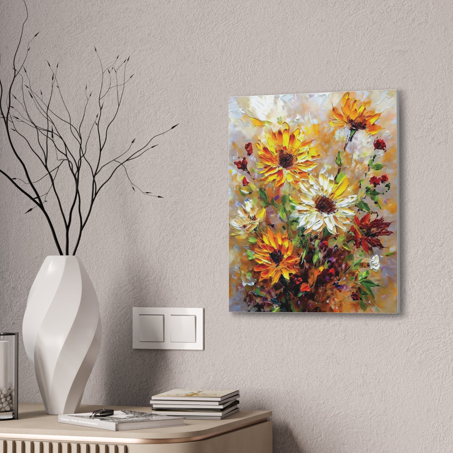 Floral Canvas Art Print, Vibrant Flower Wall Decor, Home Decoration, Gift for Garden Lovers, Brighten Your Space