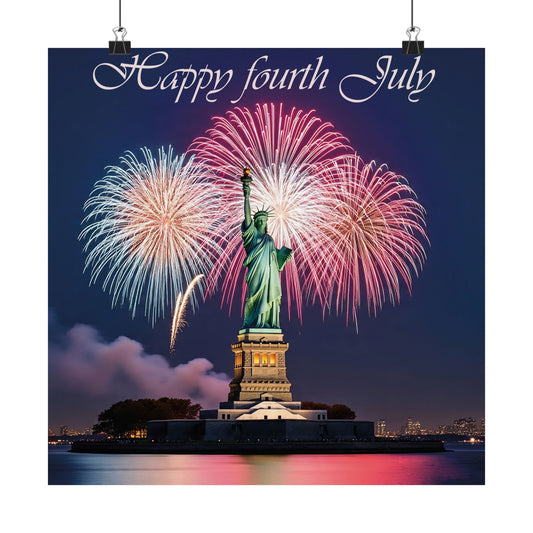 Poster Print - 4th July Fireworks over Statue of Liberty