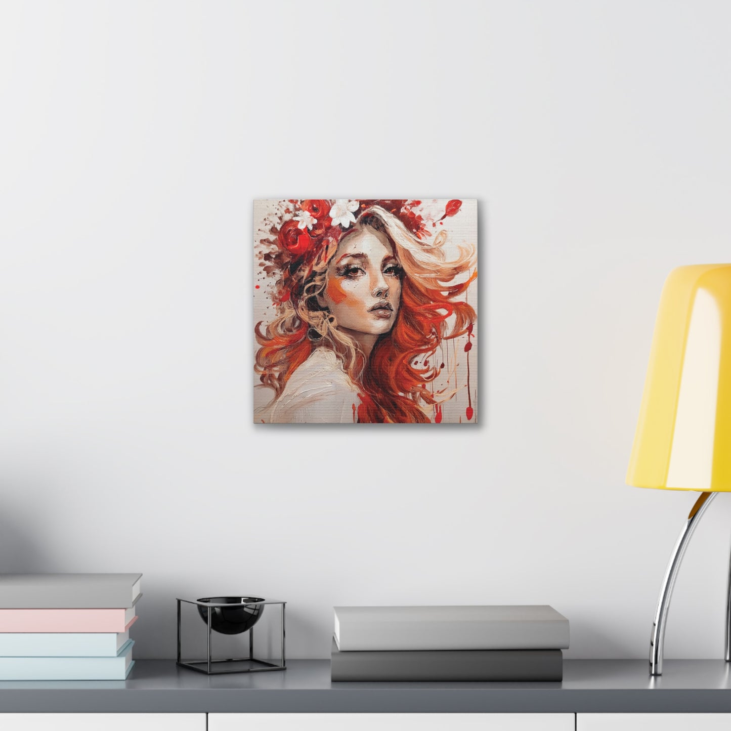 Bohemian Floral Canvas Art Print, Stunning Wall Decor, Gift for Art Lovers, Home Decor, Boho Style, Flower Girl Portrait