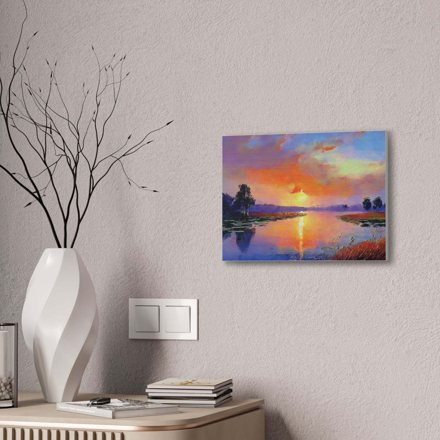 Serene Sunset Canvas Art, Landscape Wall Decor, Nature Lover Gift, Home Wall Art, Tranquil Landscape Painting