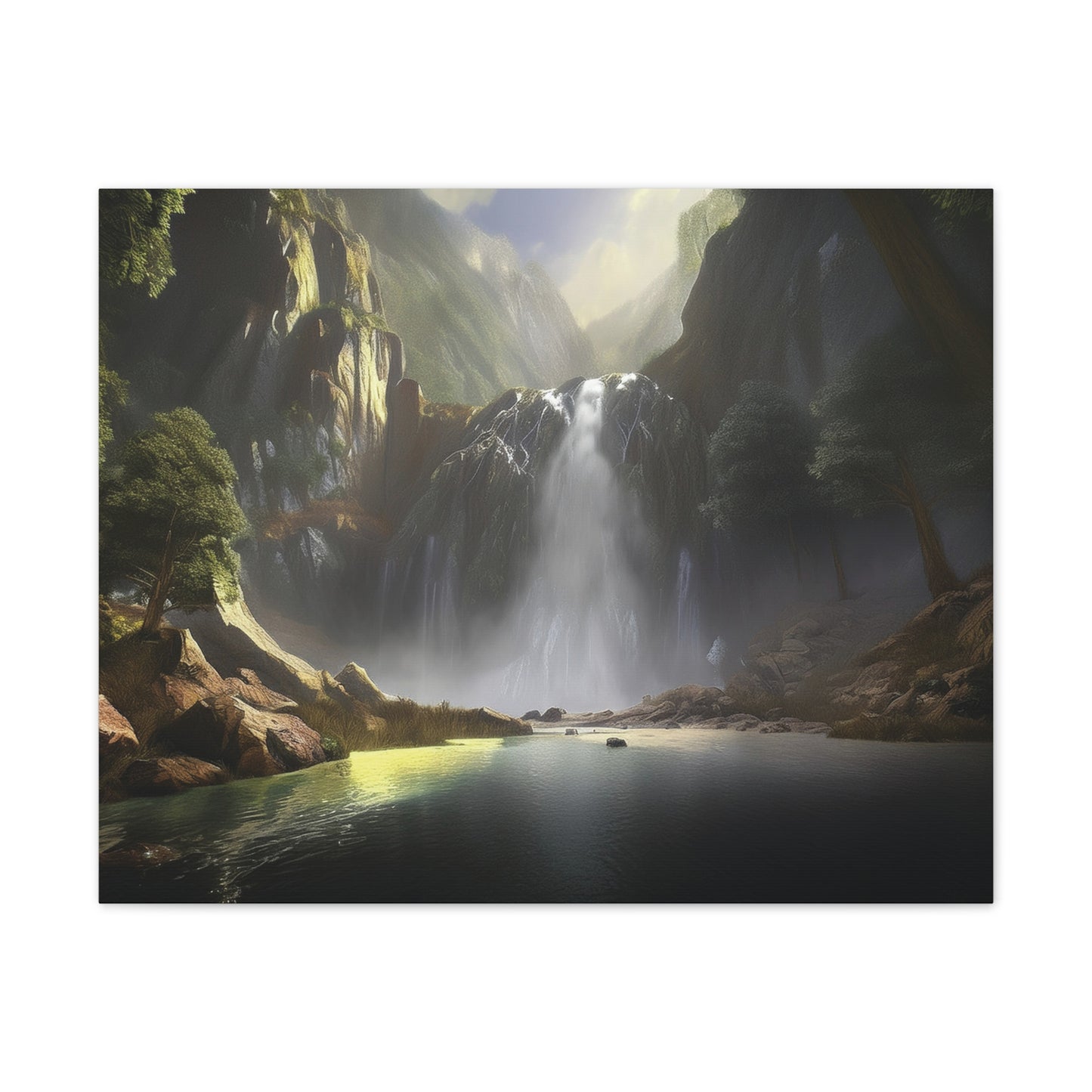Serene Waterfall Canvas Print, Nature Wall Art, Home Décor, Gift for Nature Lovers, Living Room Artwork, Modern Landscape