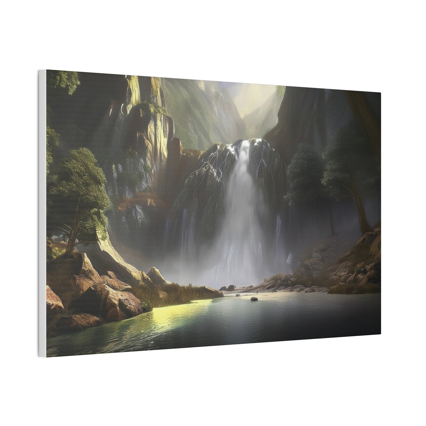 Serene Waterfall Canvas Print, Nature Wall Art, Home Décor, Gift for Nature Lovers, Living Room Artwork, Modern Landscape