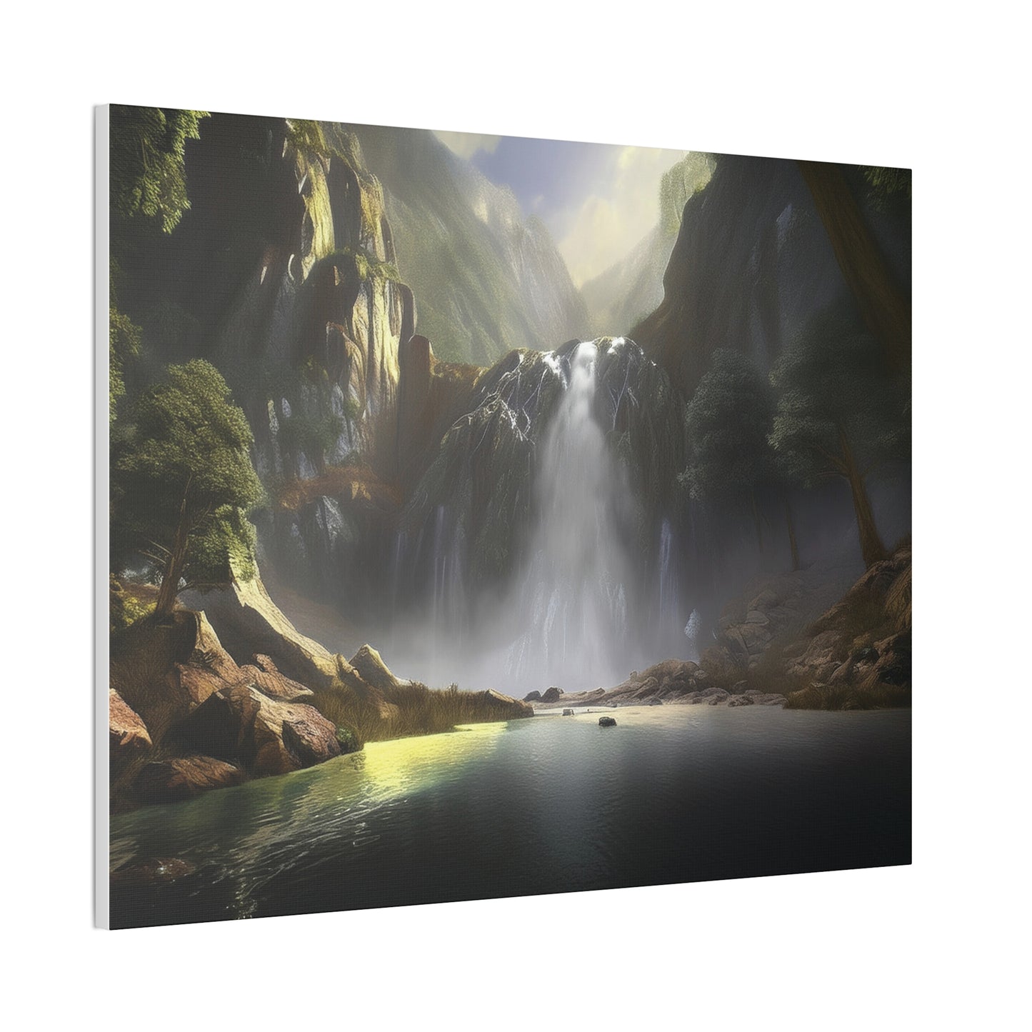 Serene Waterfall Canvas Print, Nature Wall Art, Home Décor, Gift for Nature Lovers, Living Room Artwork, Modern Landscape