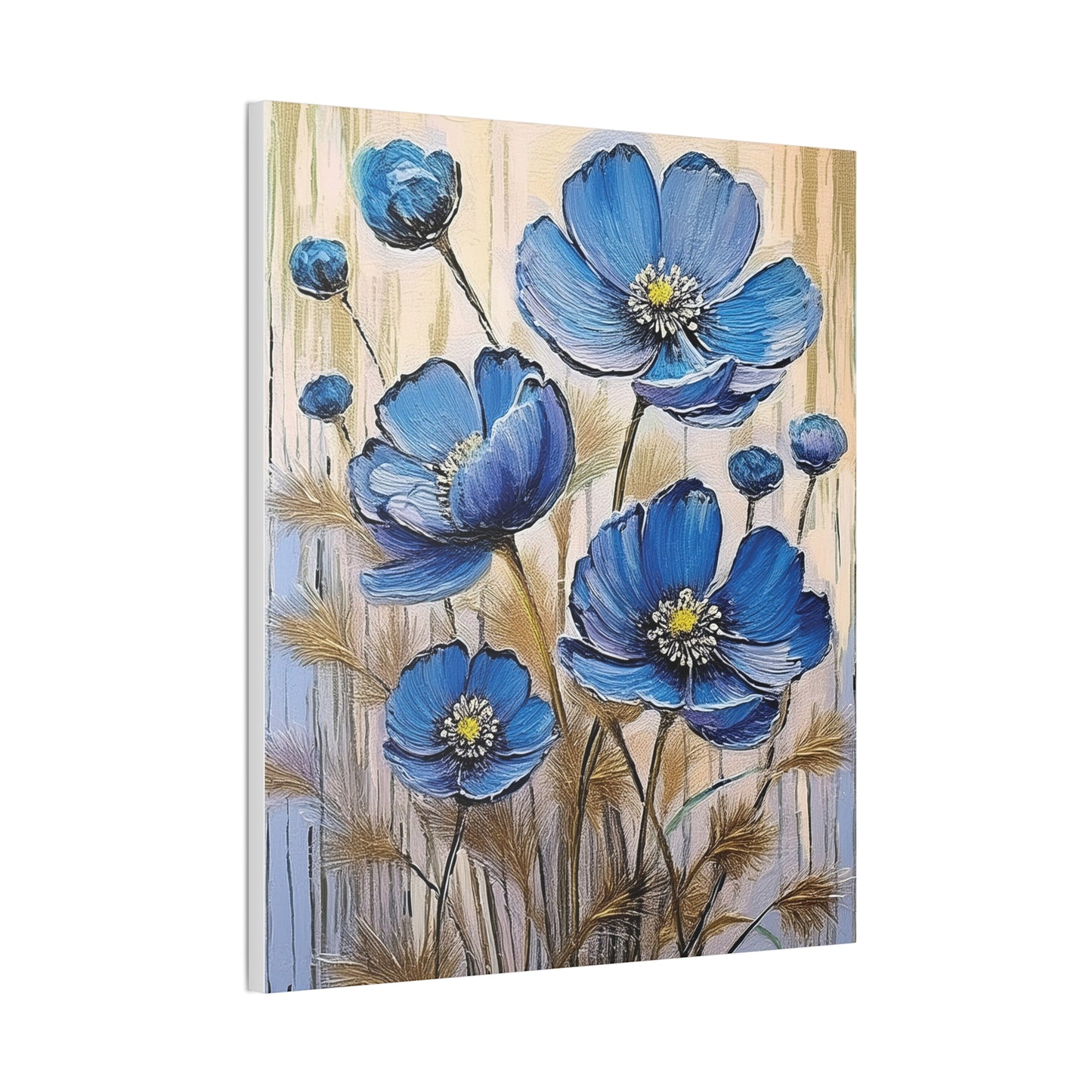 Floral Canvas Art Print, Blue Flower Wall Decor, Botanical Home Decor, Gift for Her, Living Room Artwork