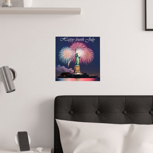 Poster Print - 4th July Fireworks over Statue of Liberty