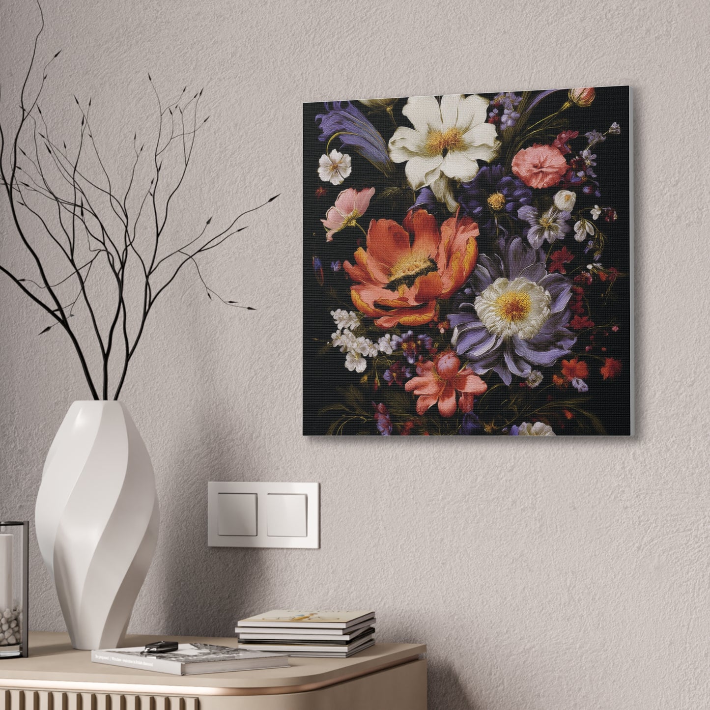 Floral Canvas Art Print, Vibrant Flower Wall Decor, Botanical Artwork, Home Decoration, Gift for Art Lovers