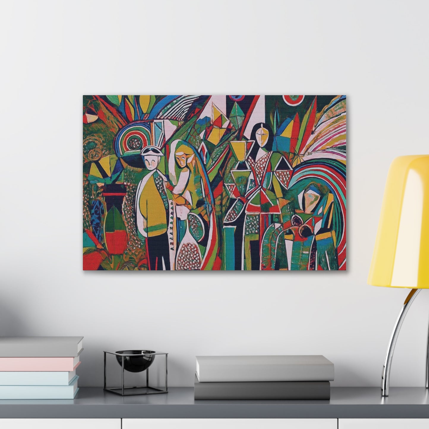 Canvas Print - Colorful Abstract Couple and Lady Standing Away