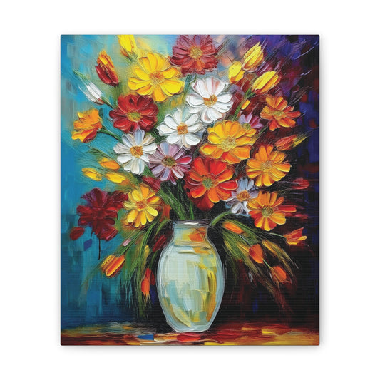 Vibrant Floral Canvas Art | Colorful Flower Wall Decor, Home Gift, Art Print, Spring Decor, Gift for Her, Botanical Artwork