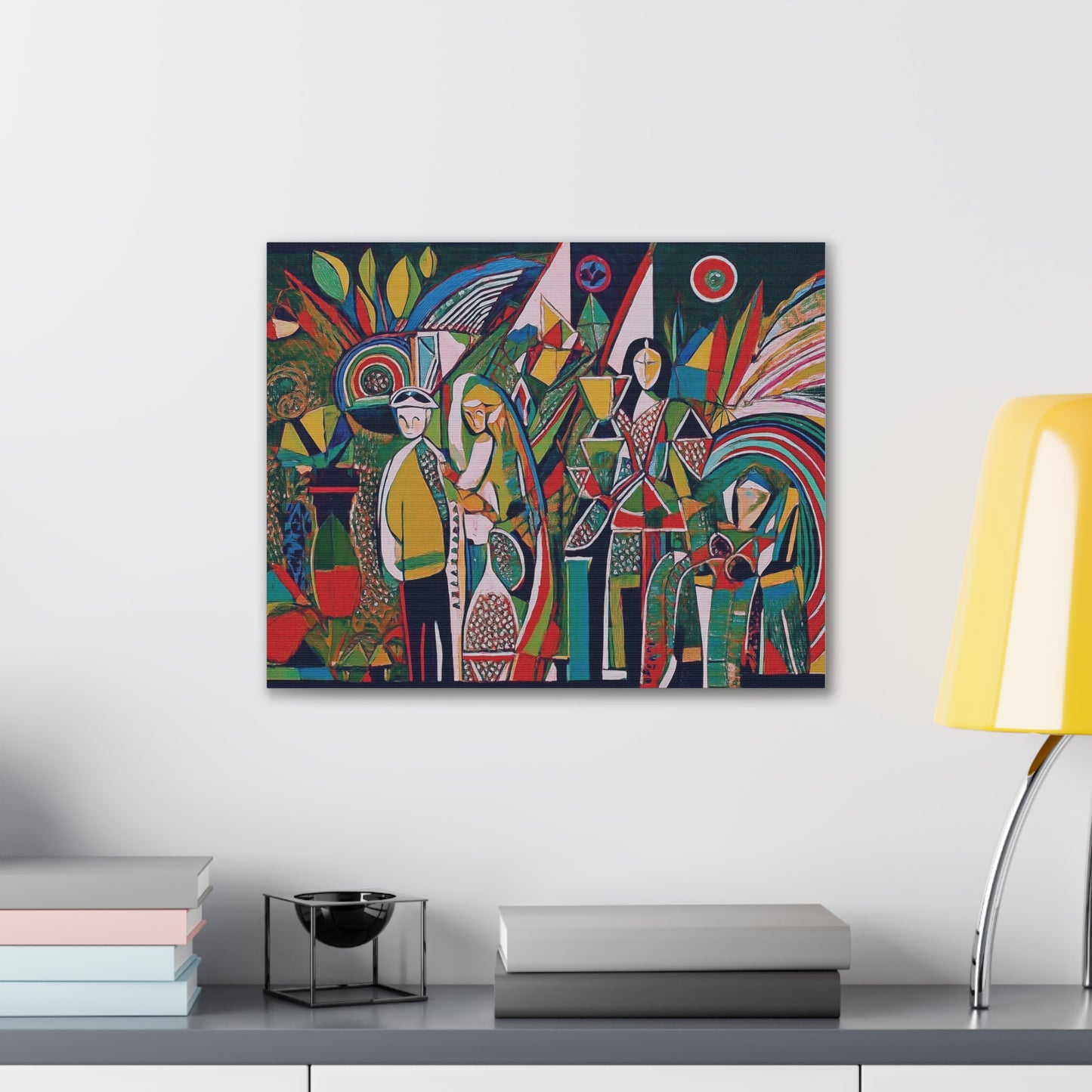 Canvas Print - Colorful Abstract Couple and Lady Standing Away