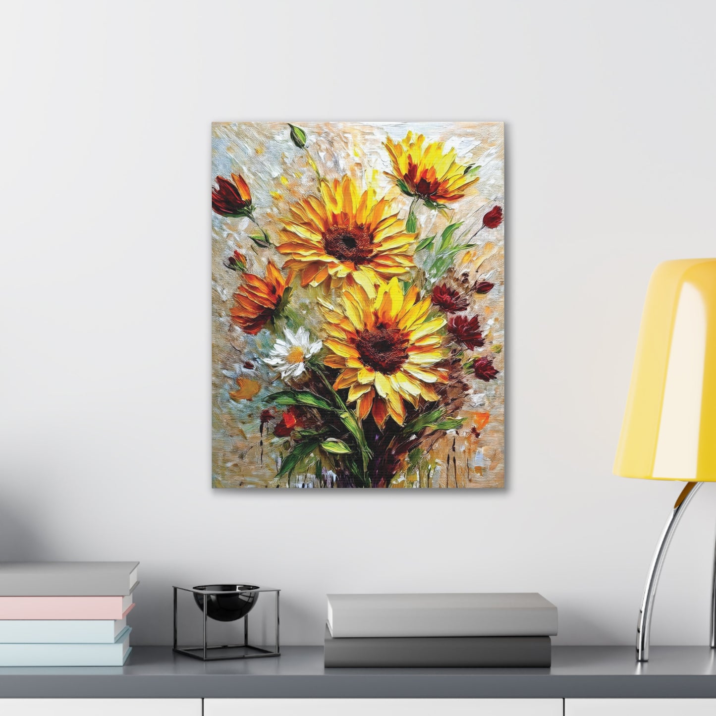 Vibrant Floral Canvas Print, Sunflower Wall Art, Home Decor, Bright Gift, Spring Decor, Nature Inspired Art