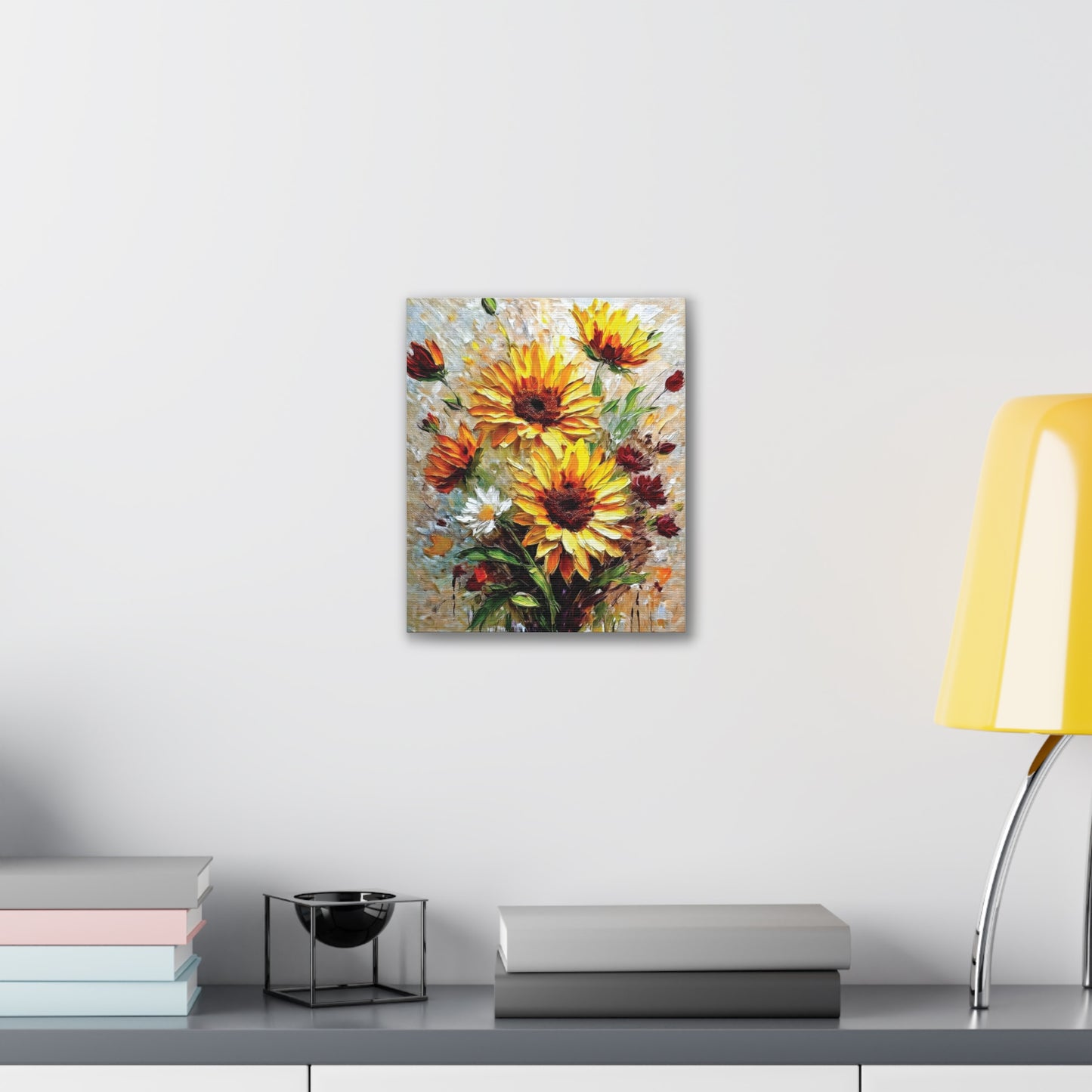 Vibrant Floral Canvas Print, Sunflower Wall Art, Home Decor, Bright Gift, Spring Decor, Nature Inspired Art