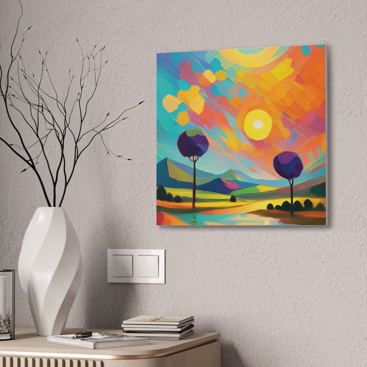 Vibrant Canvas Art Print, Colorful Wall Decor, Abstract Landscape Artwork, Home Decor, Gift for Art Lovers