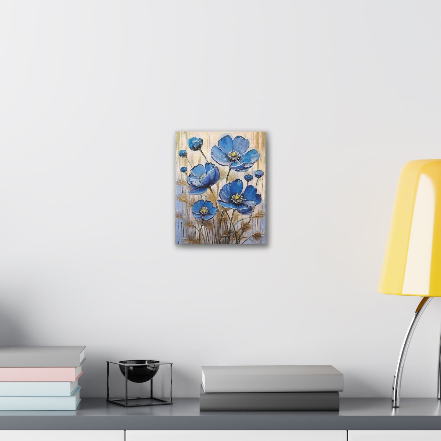 Floral Canvas Art Print, Blue Flower Wall Decor, Botanical Home Decor, Gift for Her, Living Room Artwork