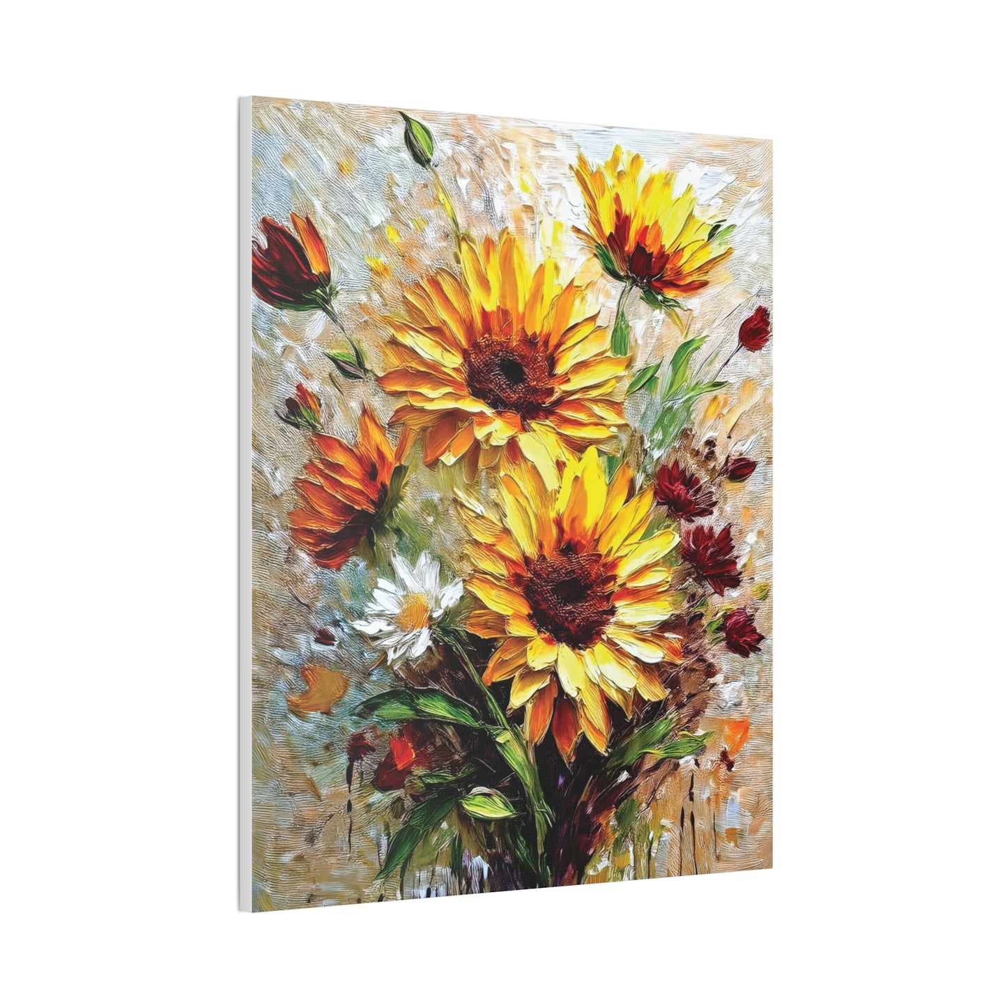Vibrant Floral Canvas Print, Sunflower Wall Art, Home Decor, Bright Gift, Spring Decor, Nature Inspired Art