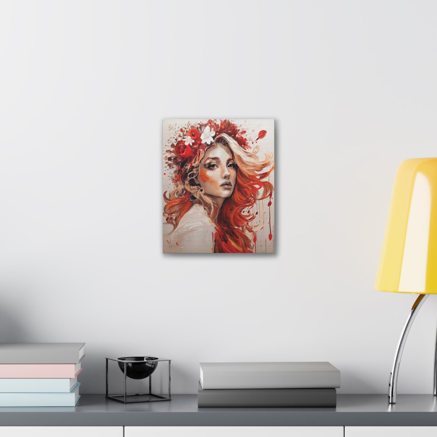 Bohemian Floral Canvas Art Print, Stunning Wall Decor, Gift for Art Lovers, Home Decor, Boho Style, Flower Girl Portrait