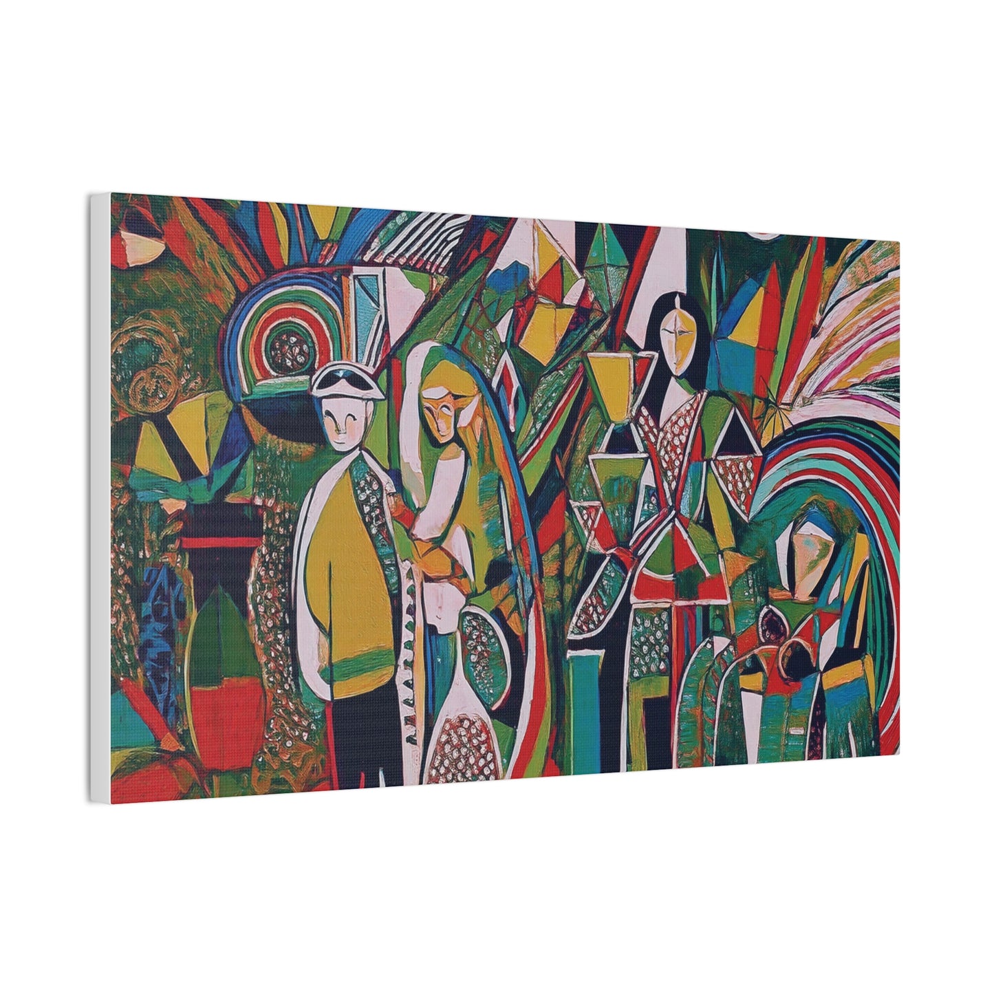 Canvas Print - Colorful Abstract Couple and Lady Standing Away