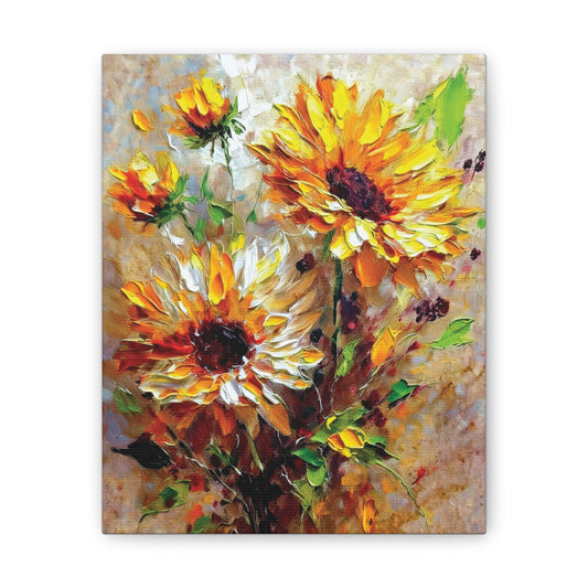 Vibrant Floral Canvas Art Print, Sunflower Wall Decor, Home Office Decoration, Gift for Nature Lovers, Brighten Your Space