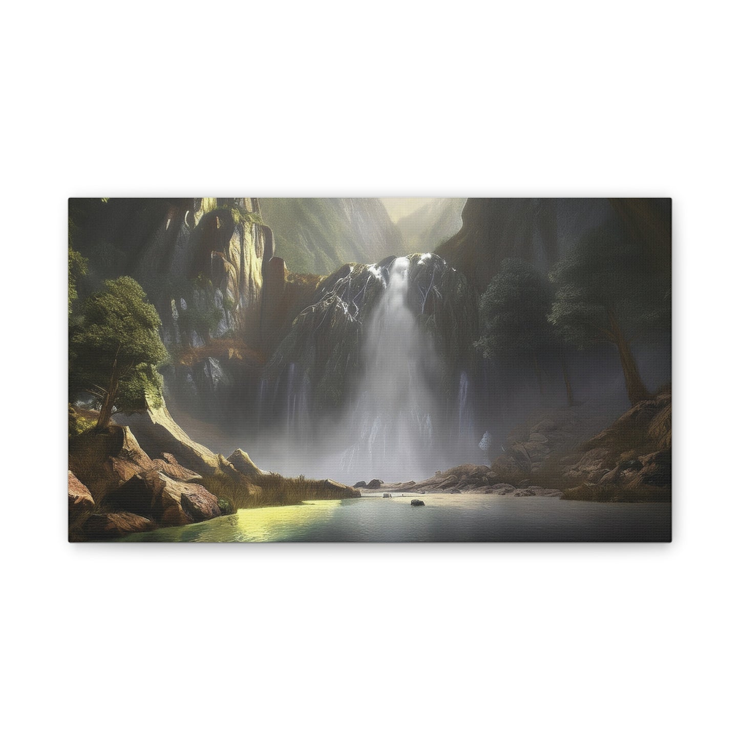 Serene Waterfall Canvas Print, Nature Wall Art, Home Décor, Gift for Nature Lovers, Living Room Artwork, Modern Landscape