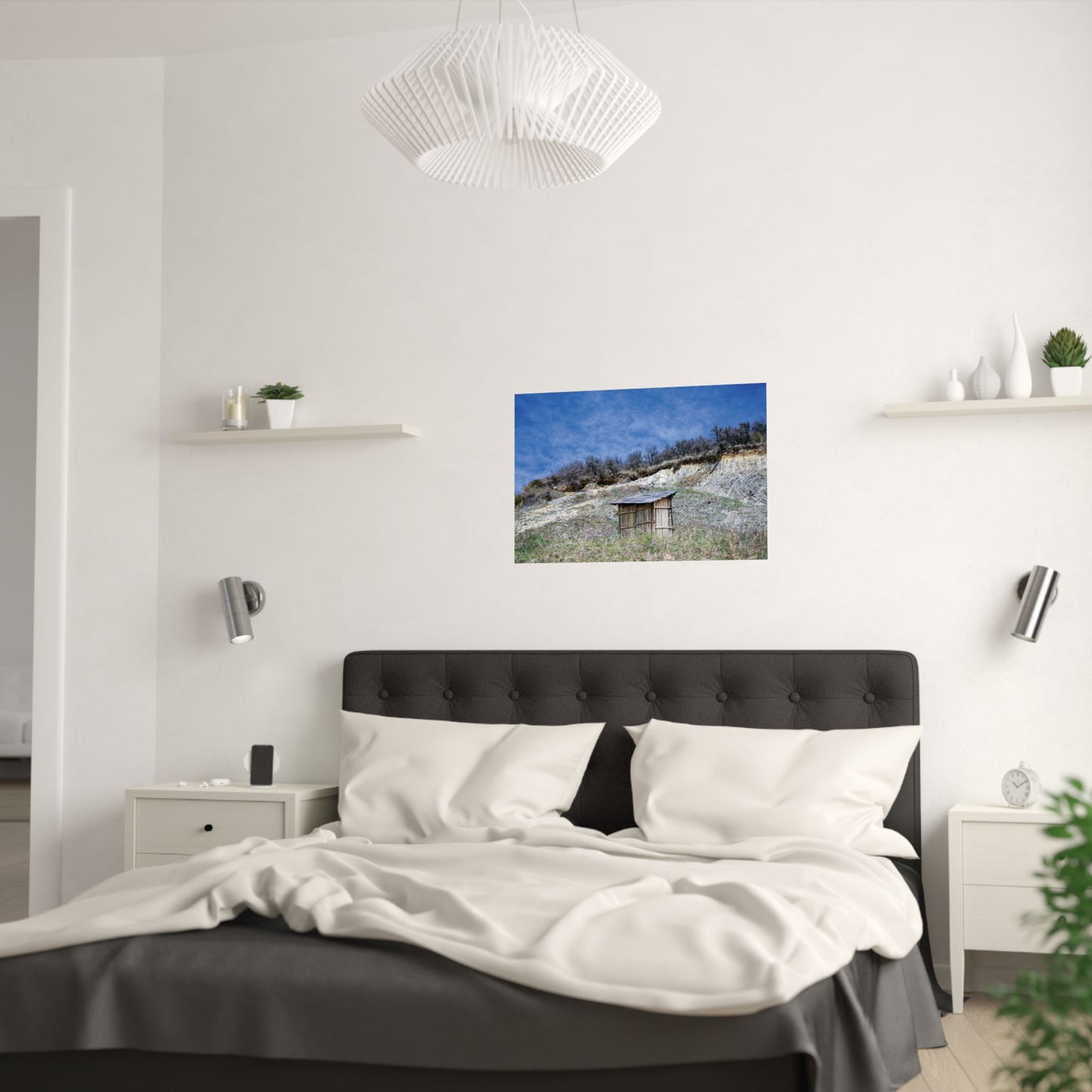 Satin Poster Lone Cabin in the Wilderness Wall Art Print