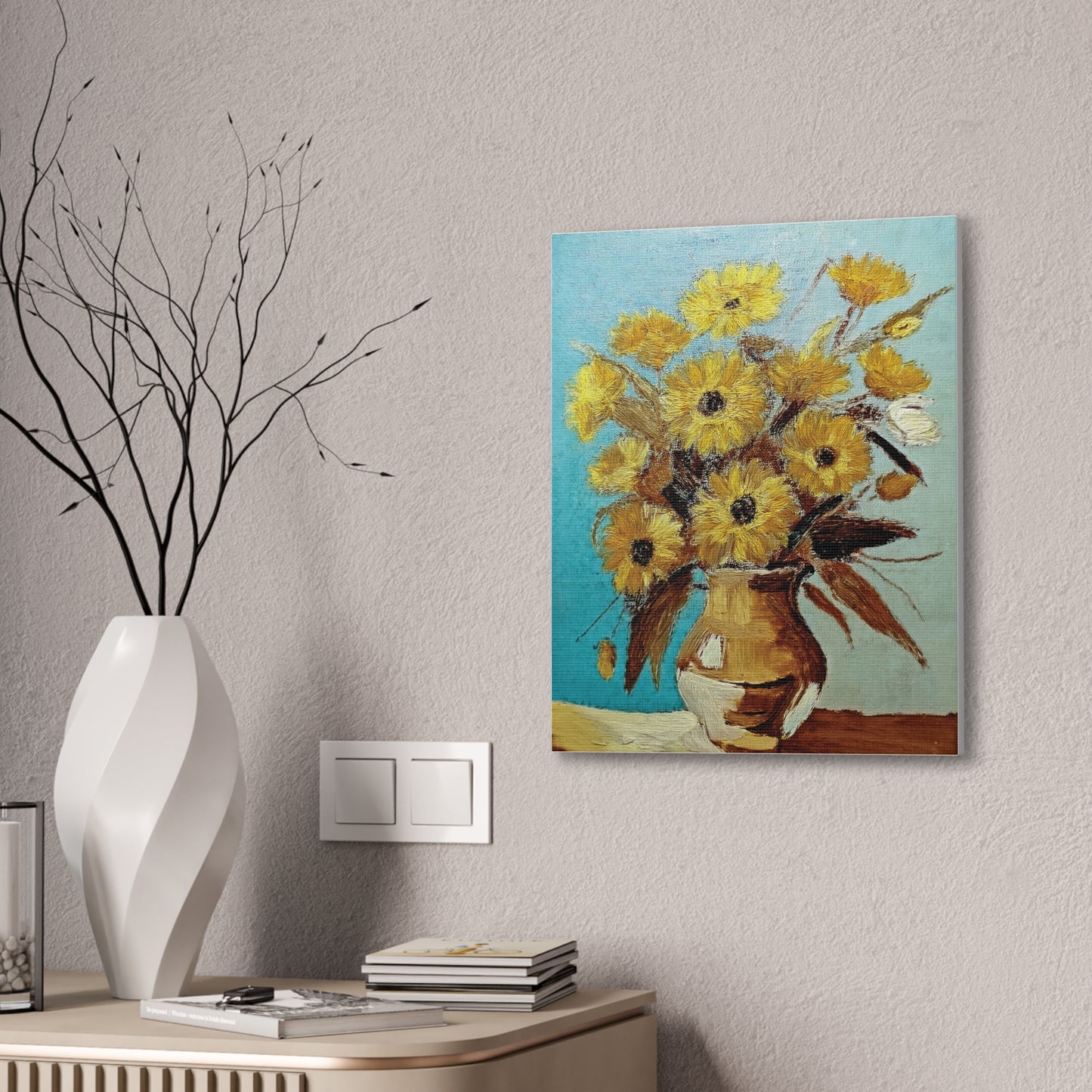Sunflower Canvas Wall Art, Vibrant Flower Painting, Home Decor, Art for Living Room, Gift for Art Lovers, Floral Artwork