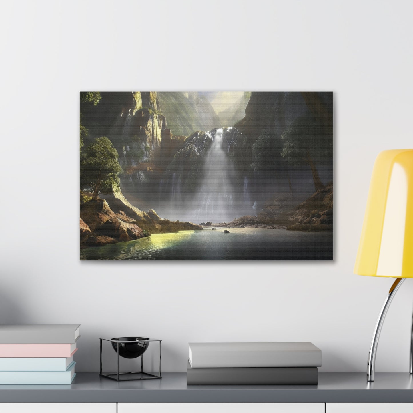 Serene Waterfall Canvas Print, Nature Wall Art, Home Décor, Gift for Nature Lovers, Living Room Artwork, Modern Landscape