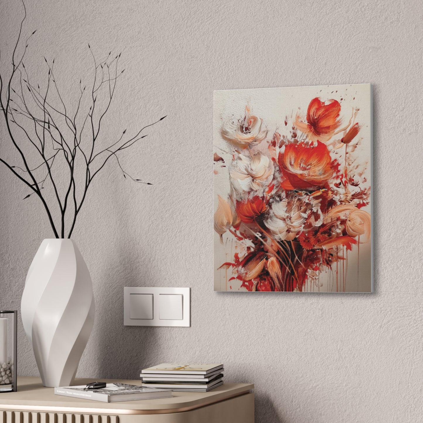 Floral Canvas Wall Art, Vibrant Flower Artwork, Home Decor, Living Room Decor, Gift for Her, Boho Chic Wall Hanging