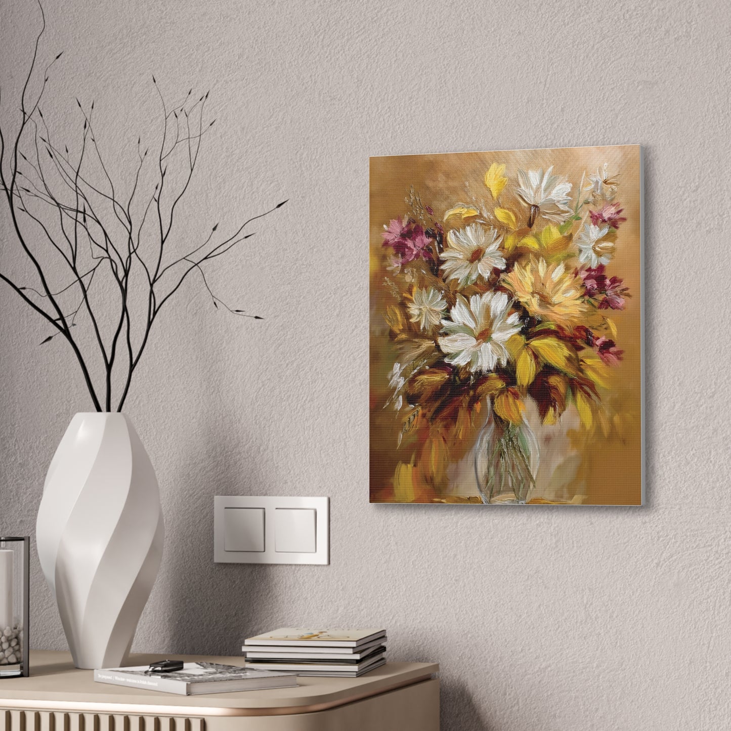 Floral Canvas Art Print, Vivid Flower Painting, Home Decor, Wall Art, Gift for Nature Lovers, Rustic Decor, Mother's Day, Birthday