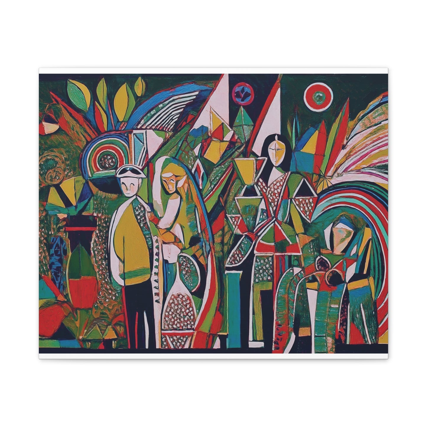 Canvas Print - Colorful Abstract Couple and Lady Standing Away