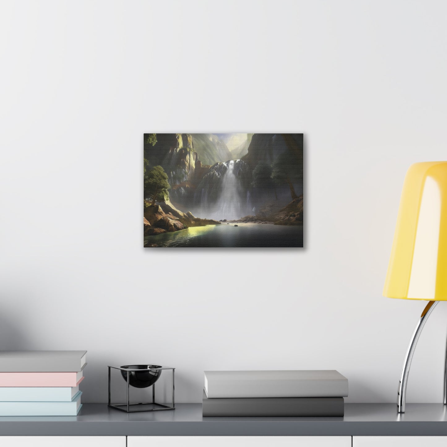 Serene Waterfall Canvas Print, Nature Wall Art, Home Décor, Gift for Nature Lovers, Living Room Artwork, Modern Landscape