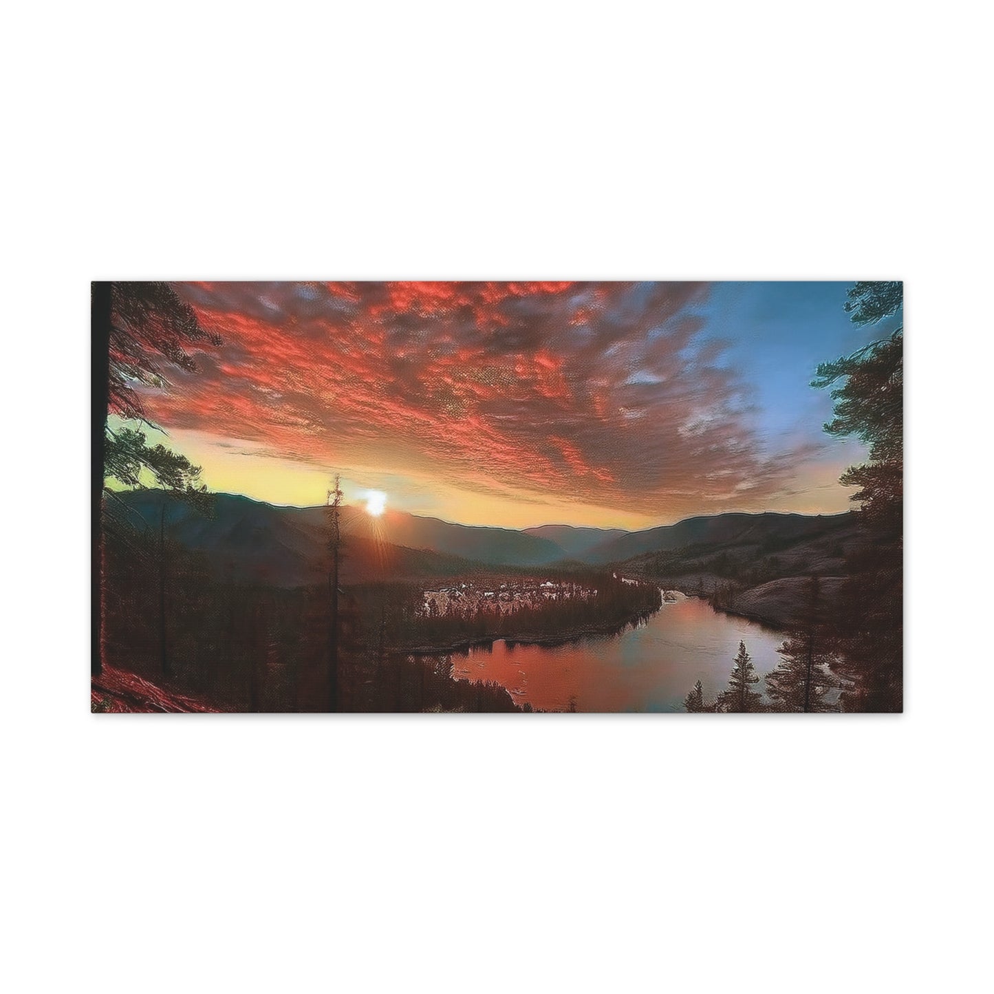 Scenic Canvas Wall Art, Colorful Landscape Print, Nature Decor, Home Wall Hanging, Sunset Photography