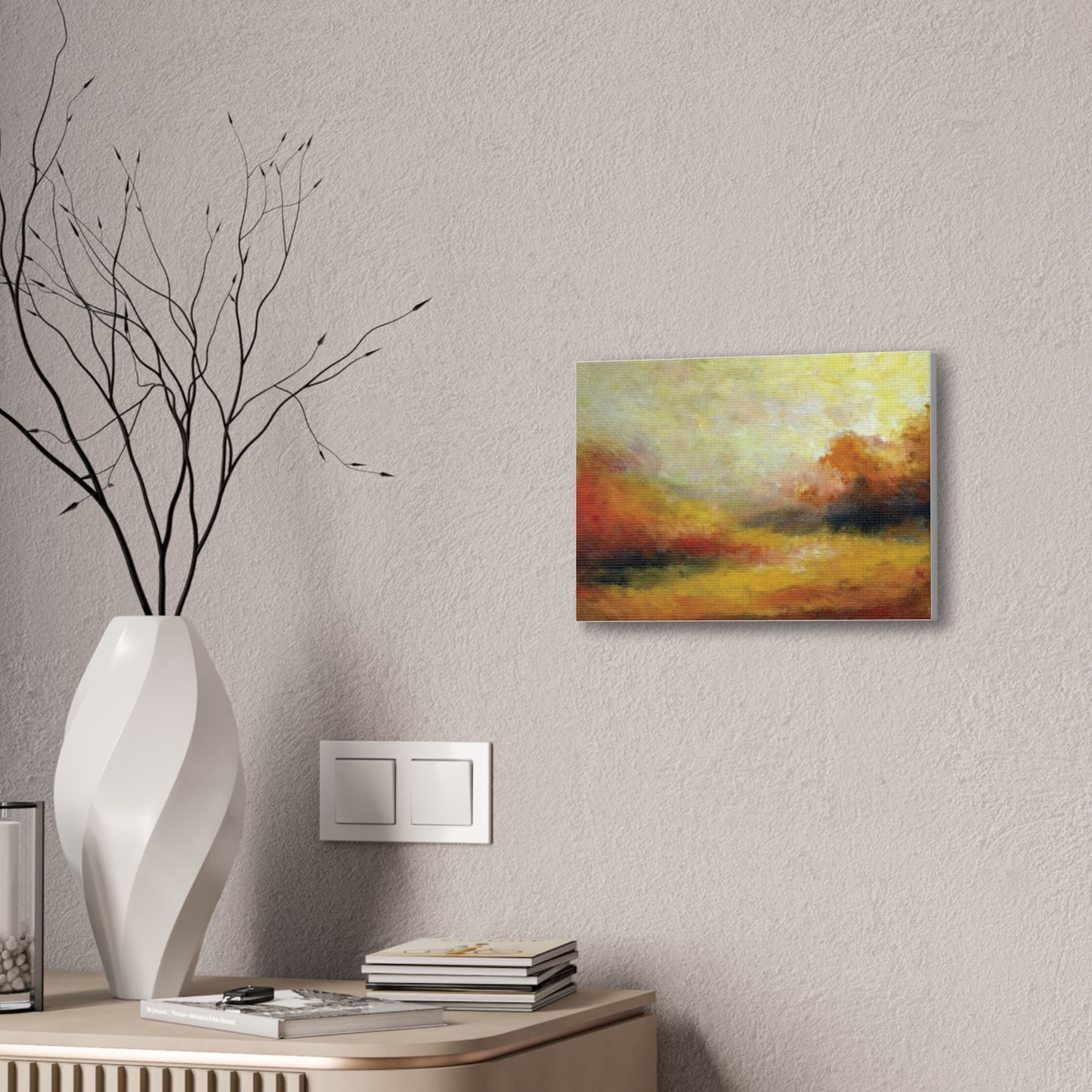 Vibrant Canvas Art Print, Stretched Wall Decor for Living Room, Abstract Landscape Artwork, Home Decoration, Gift for Art Lovers