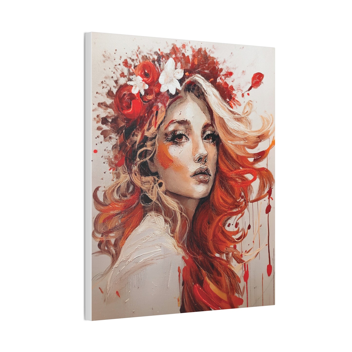Bohemian Floral Canvas Art Print, Stunning Wall Decor, Gift for Art Lovers, Home Decor, Boho Style, Flower Girl Portrait