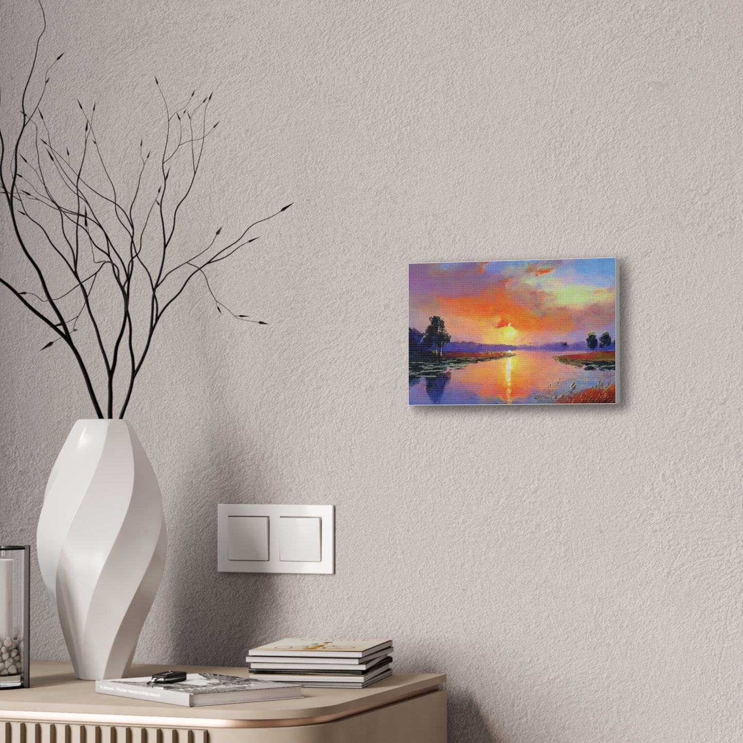 Serene Sunset Canvas Art, Landscape Wall Decor, Nature Lover Gift, Home Wall Art, Tranquil Landscape Painting