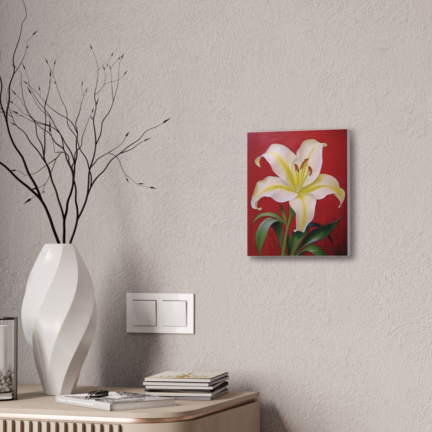 Elegant Floral Canvas Wall Art with Lily Design, Home Decor, Gift for Garden Lovers, Canvas Print, Spring Decor, Nature Wall Art