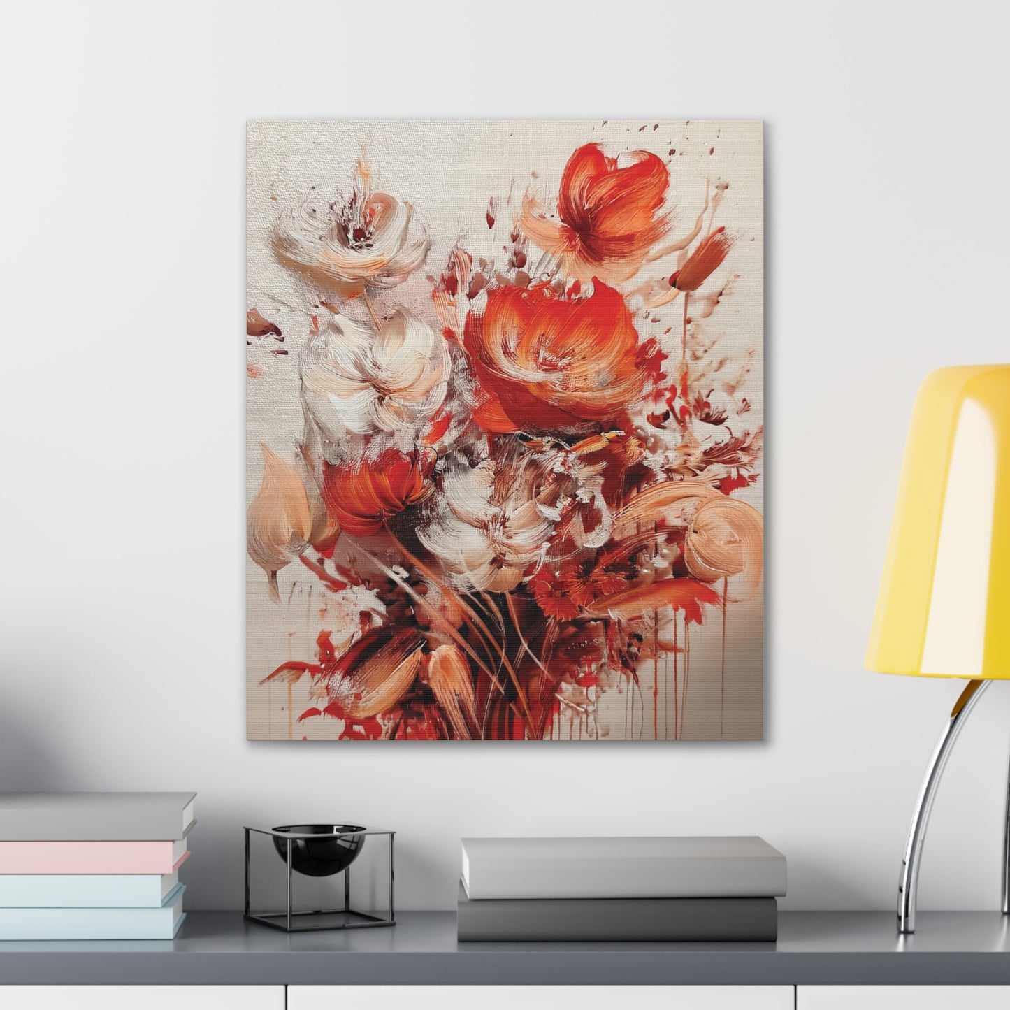 Floral Canvas Wall Art, Vibrant Flower Artwork, Home Decor, Living Room Decor, Gift for Her, Boho Chic Wall Hanging