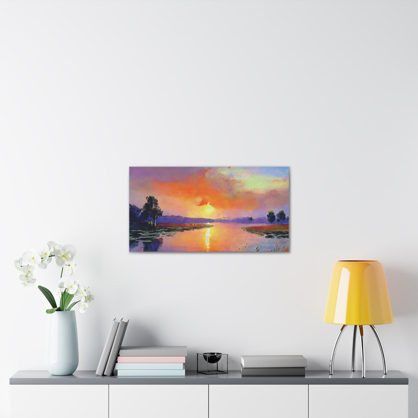 Serene Sunset Canvas Art, Landscape Wall Decor, Nature Lover Gift, Home Wall Art, Tranquil Landscape Painting