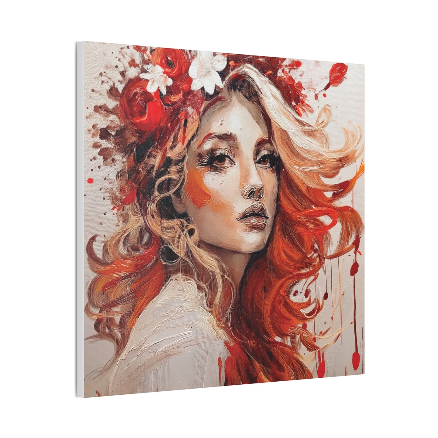 Bohemian Floral Canvas Art Print, Stunning Wall Decor, Gift for Art Lovers, Home Decor, Boho Style, Flower Girl Portrait